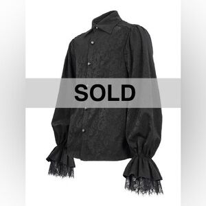 NWT Devil Fashion Men’s Black Gothic Vintage Long Sleeve Tuxedo Shirt